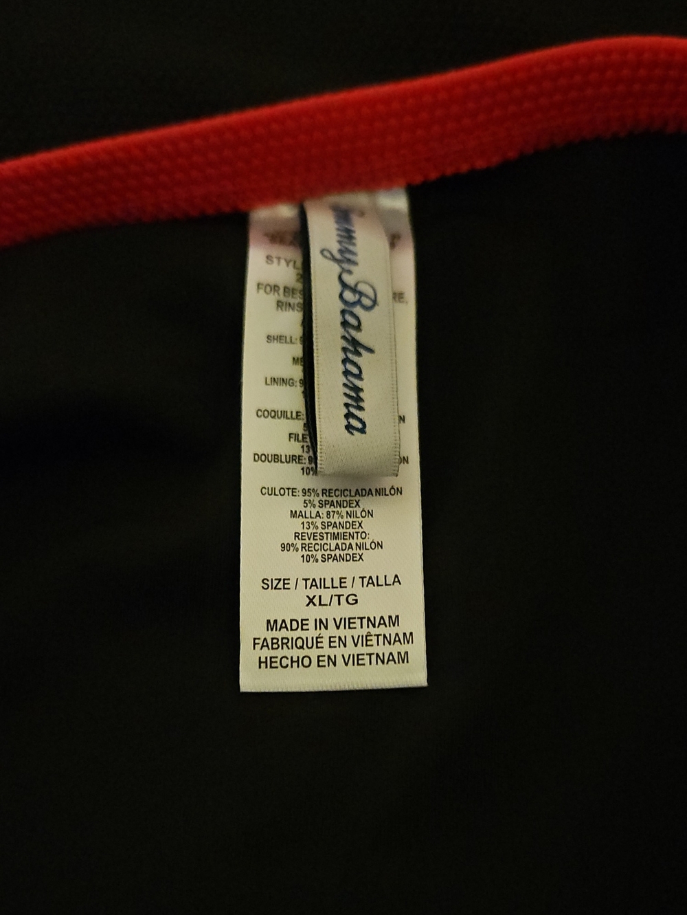 Tommy Bahama Black Tankini Top with Red and White Trim - Picture 4 of 5